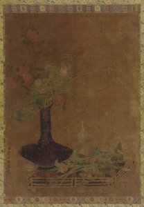 Natürmort - siyah bir vazo ve çiçekler by Unknown artist