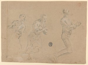 Çalışmalar (a) Üç diz çökmüş çoban. (b) İki kol by Unknown artist