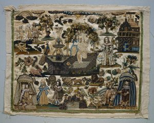 Stumpwork Panel: David ve Bathsheba'nın Öyküsü by Unknown artist