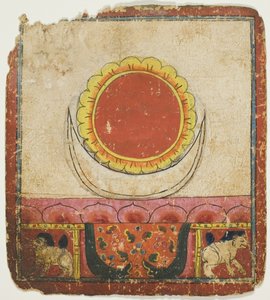 Aslan Tahtında Güneş, Ay ve Lotus, İnisiyasyon Kartları Setinden (Tsakali) by Unknown artist