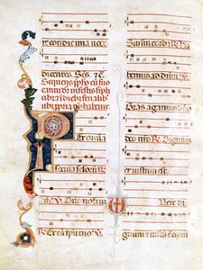 Sursum Corda, 14. yüzyıl notasyonu (“P”) örneği. by Unknown artist