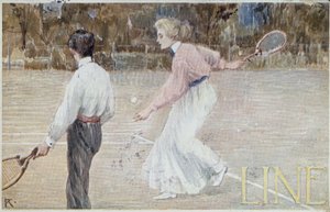 Tenis oyuncuları - kartpostal, yaklaşık 1890 by Unknown artist