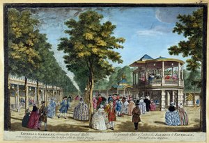 Vauxhall bahçelerinin girişindeki Grande sokağı by Unknown artist