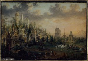 Bugün 20. bölgede yer alan Père-Lachaise mezarlığı, 1835 (resim) by Unknown artist