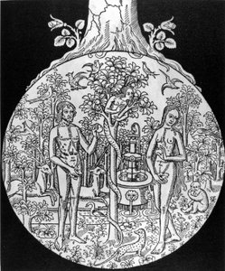 Bilim Ağacı (Cennette Adem ve Havva) - gravür, deb. 16. yüzyıl, Jean Adhemar tarafından “” L