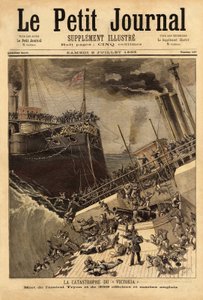 Victoria savaş gemisi, Camperdown gemisinin teşvikiyle Suriye kıyılarında battı. “” Le petit dergi” içinde gravür” 8/07/1893. Selva