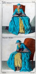 Çocuklarda vücut deformitelerini önleme ve düzeltme sanatı: okuma için iyi ve kötü pozisyon. 18. yüzyılın gravürü. Özel koleksiyon. by Unknown artist