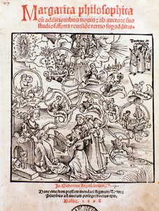 Liberal sanatlar: Trivium (gramer, mantık ve retorik) ve quadrivium (aritmetik, geometri, müzik ve astronomi) (gravür by Unknown artist