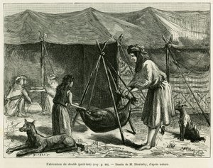 Karoun bölgesindeki çobanların kadınları tarafından süt üretimi. Edouard Charton (1807-1890), Ha by Unknown artist