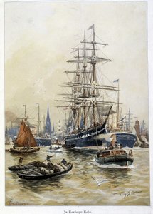 19. yüzyılda Hamburg limanı by Unknown artist