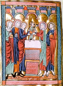 Minyatür tapınaktaki sunum “” Liber Psalmorum Cum Calendario”” veya “” Psaltier à l