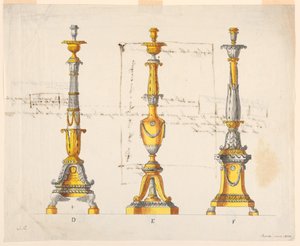 Şamdanlar için Üç Tasarım by Unknown artist