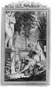 Titus Lucretius Carus (Lucrece) Romalı filozof ve şair "De Rerum Natura", 18. yüzyıl gravür. by Unknown artist