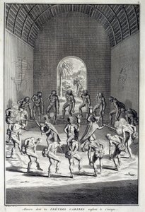 Geleneksel dans: Kariblerin cesaret dansında ayinler, Batı Hint Adaları (Orta Amerika). 18. yüzyılın gravürü. Chartres, Güzel Sanatlar Müzesi by Unknown artist