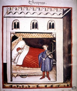 14. yüzyılın “” Tacuinum sanitatis” tıp incelemesi: uyku. by Unknown artist