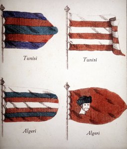 18. yüzyılın sonundan kalma Tunus ve Cezayir bayrakları. by Unknown artist