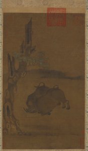 İki Dövüşen Manda by Unknown artist