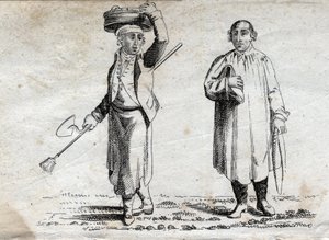 İki köylü, 18. yüzyıl sonu gravürü, özel koleksiyon. by Unknown artist
