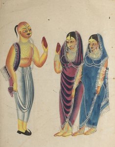 İki Kadınla Vaishnava Adanmış by Unknown artist