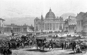 Vatikan Konseyi I. Roma, Konseyin genel oturumunun bir gününde Aziz Petrus Meydanı. 1870 by Unknown artist