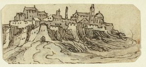 Katedral ile Hill Town görünümü by Unknown artist