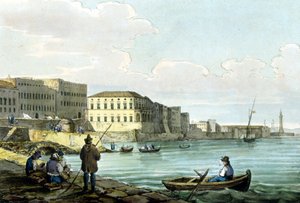 Santa Lucia, Napoli manzarası. 1850 civarında suluboya. by Unknown artist