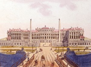 Avusturya İmparatorluk Ailesi'nin eski ikametgahı olan Schonbrunn Kalesi'nin görünümü, Viyana, Avusturya, 1820'den kalma gravür by Unknown artist