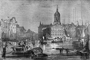 19. yüzyılda Amsterdam şehrinin ve eski Belediye Binası