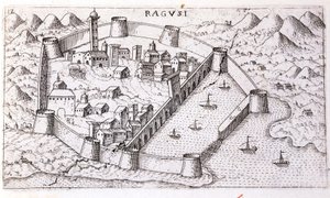 16. yüzyılda Ragusa şehrinin görünümü. by Unknown artist