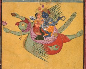 Garuda üzerinde Vishnu ve Lakshmi by Unknown artist
