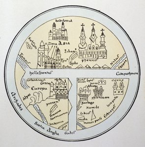 11. yüzyıldan kalma bir Leipzig el yazmasından dünya haritası by Unknown artist