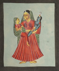 Yasoda Krishna ve Radha'yı Tutuyor by Unknown artist