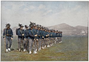 İtalyan ordusunun Bersagliers (Bersaglieri) müfrezesi. by Unknown photographer