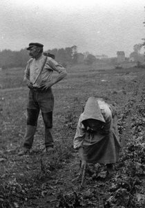 Couple de peasants working la terre, Somme 1921 Fotoğraf (Tarlada çalışan Fransız köylüler, Somme 1921) Özel koleksiyon by Unknown photographer