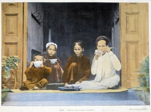 Annamite ailesinin yemeği, v. 1895, “Dünya Çapında”, 19. yüzyıl sonu. by Unknown photographer