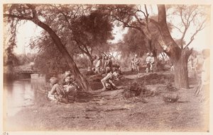 Alipur kanal köprüsünün Guides Süvari tarafından ele geçirilmesi, Delhi Tatbikat Kampı, 1885 by Unknown