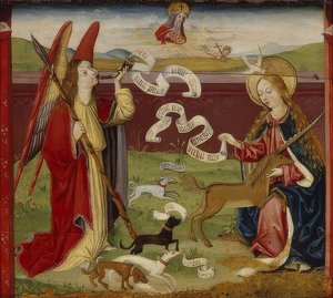 Duyuru. Mistik tek boynuzlu at avı. 1489 by Upper Rhenish Master