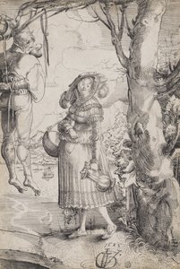 Asılmış adamın yanındaki kadın by Urs (1485-1528) Graf