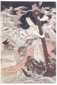 Iwai Hanshiro V Taira No Tomomori'nin Kızı Tamamushi'nin Hayaleti Olarak (renkli tahta baskı)