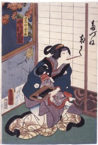 Tilki Kuzunoha (Kuzunoha Kitsune) Rolünde Nakamura Shikan (renkli gravür baskı)