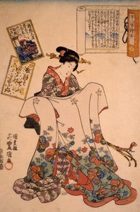 Görkemli Elbiseli Kadın, Utagawa Kunisada by Utagawa Kunisada