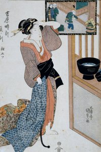 Kaplan saati, sabahın yedinci saati, Ca 1818, Ukiyo-e sanat baskısı Utagawa Kunisada