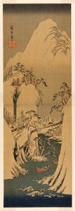 Fuji Nehri üzerinde Karlı Bir Geçit by Utagawa Hiroshige