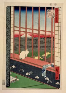 Horoz Festivali Sırasında Asakusa Pirinç Tarlaları, c.1857 (renkli tahta baskı)