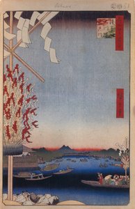 Asakusa Nehri, Miyato Nehri, Büyük Nehir Kıyısı Edo'nun Yüz Ünlü Manzarası, 1856-1858 by Utagawa Hiroshige