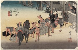Değişen Hamallar ve Atlar, Fujieda, c. 1833