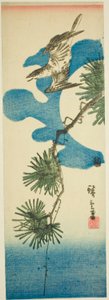 Guguk Kuşu, Çam Dalı ve Dolunay by Utagawa Hiroshige