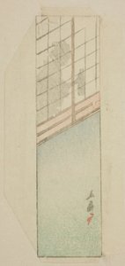 Kayan ekranların arkasındaki kadının zarfı by Utagawa Hiroshige