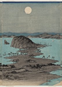 Musashi Eyaletindeki Dolunay Altında Kanazawa yakınlarındaki Sekiz Ünlü Yerin Akşam Görünümü by Utagawa Hiroshige