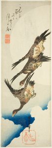 Uçan kazlar ve dolunay by Utagawa Hiroshige